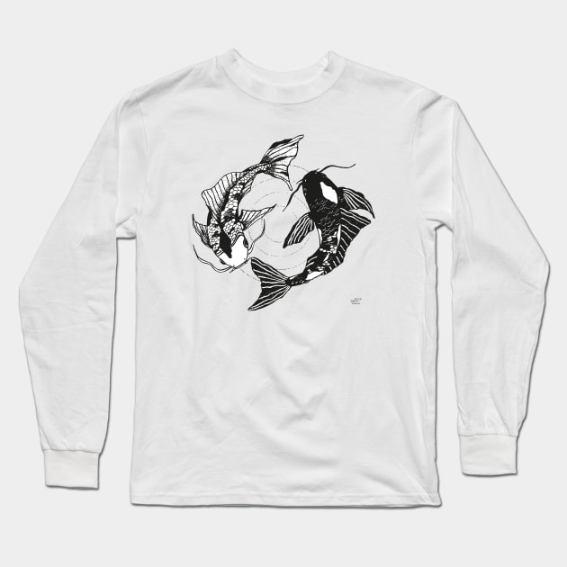 Black and white koi fish design -yin yang Long Sleeve T-Shirt by katlantisz